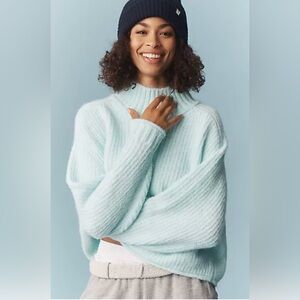Pilcro/Anthropologie The Dawn Mock-Neck Chunky Sweater in Sky Blue Size S. NWT